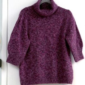 Lewit Turtleneck Elbow Sleeve Mohair & Silk Purple Sweater Size L
